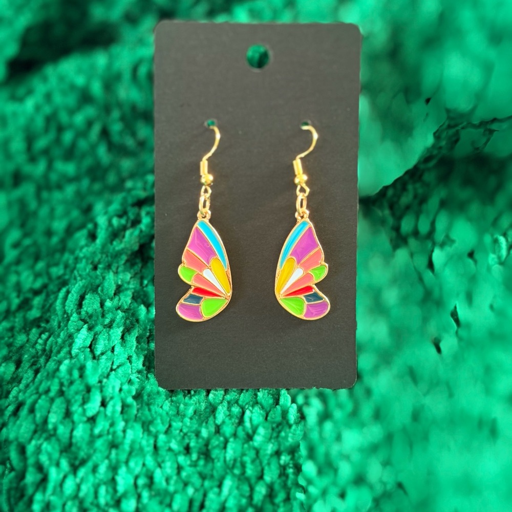 Vibrant Multicolor Wing Earrings